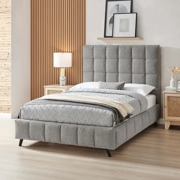 Upholstered Bed Frame - Grey, Boucle image