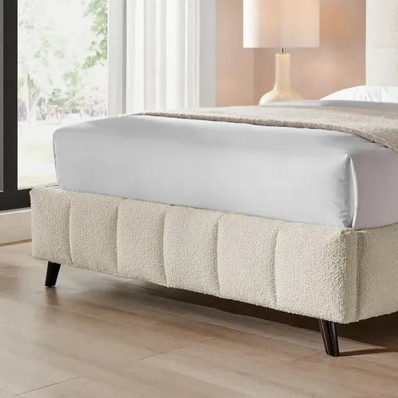 Upholstered Bed Frame - Ivory, Boucle