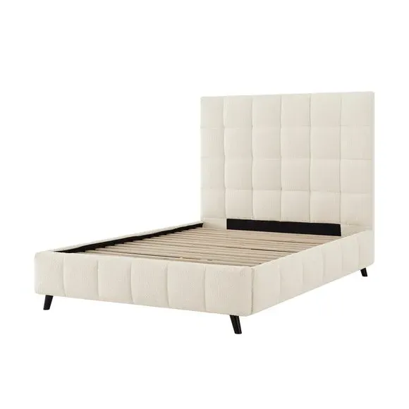 Upholstered Bed Frame - Ivory, Boucle