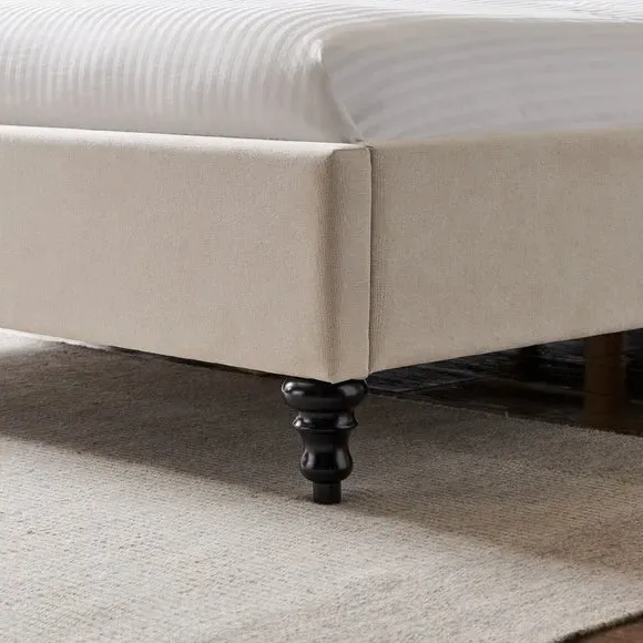 Upholstered Bed Frame with Tufted Headboard - Natural