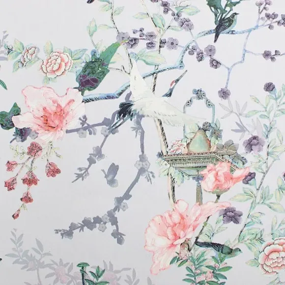 Floral Wallpaper with Smooth Finish - Grey