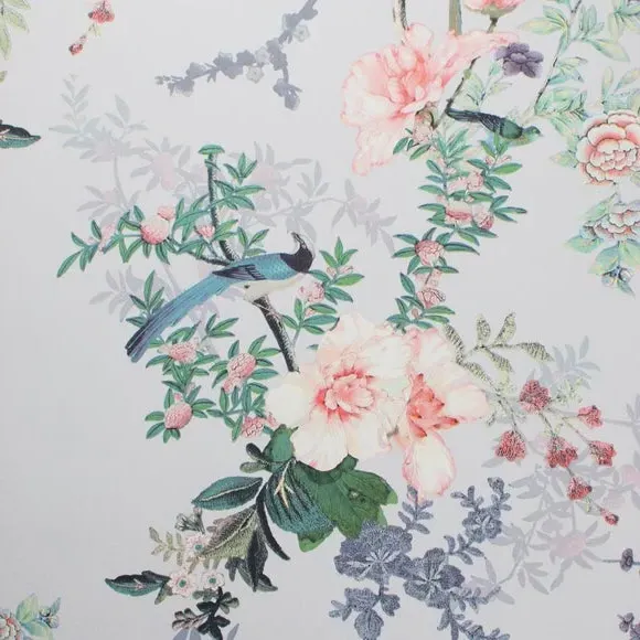 Floral Wallpaper with Smooth Finish - Grey