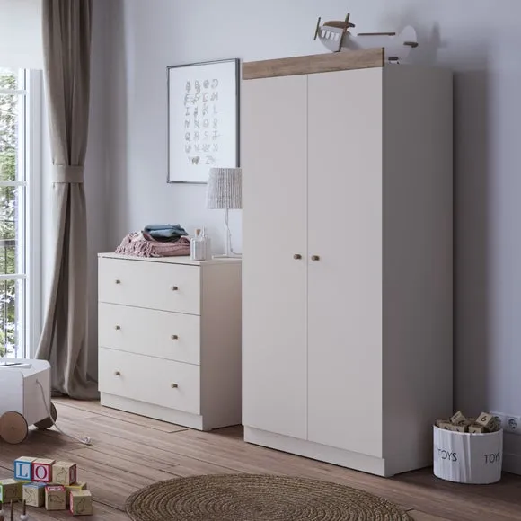 3-Drawer Chest & Wardrobe Set - Cashmere, Oak