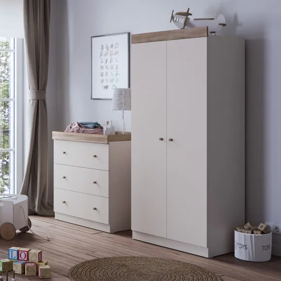 3-Drawer Chest & Wardrobe Set - Cashmere, Oak