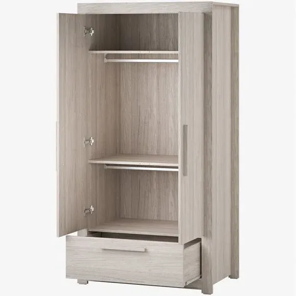 3-Drawer Chest & Wardrobe Set - Grey Ash, Wood