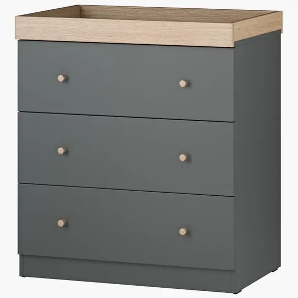 3-Drawer Chest & Wardrobe Set - Grey, Oak