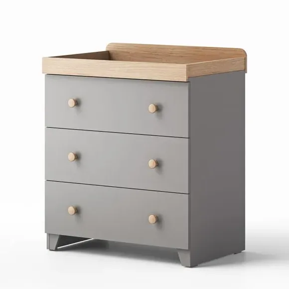 3-Drawer Chest & Wardrobe Set - Grey, Oak Effect