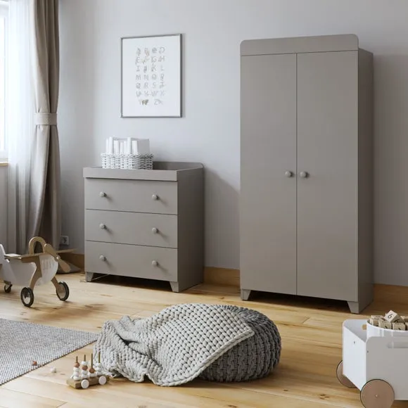 3-Drawer Chest & Wardrobe Set - Grey image