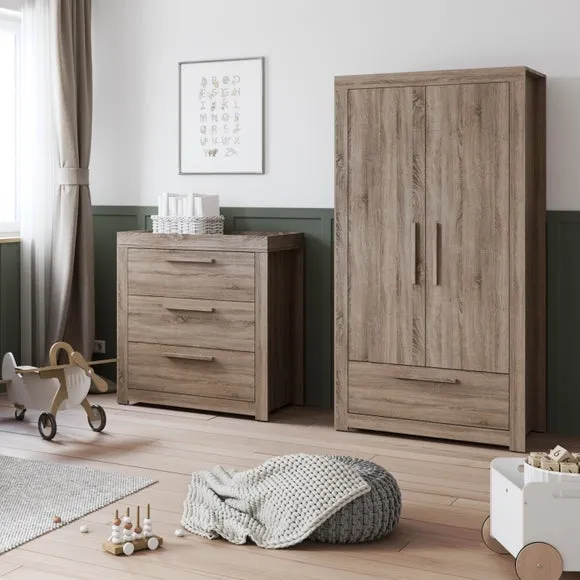 3-Drawer Chest & Wardrobe Set - Truffle Oak, Wood