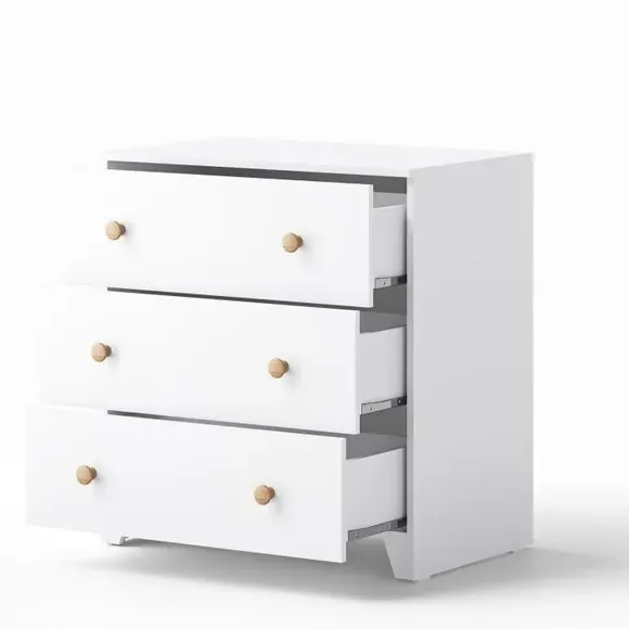 3-Drawer Chest & Wardrobe Set - White, Oak Effect