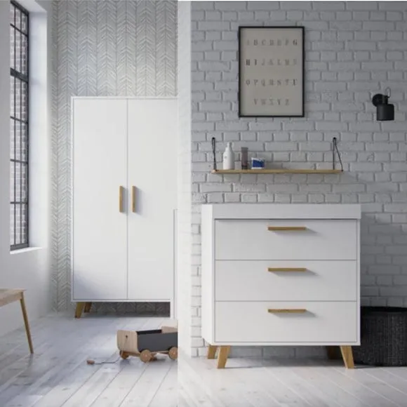3-Drawer Chest & Wardrobe Set - White image