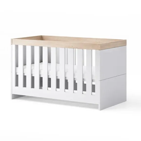 3-Piece Nursery Set with Convertible Cot - White