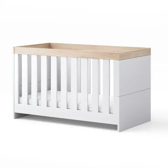 3-Piece Nursery Set with Convertible Cot - White