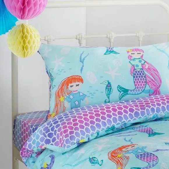 Mermaid Duvet Cover & Pillowcase Set - Blue