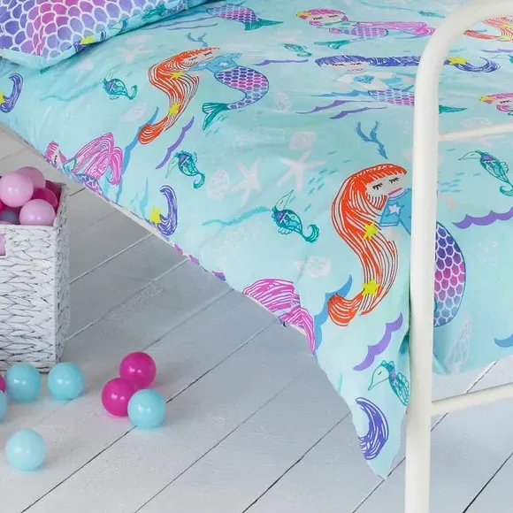 Mermaid Duvet Cover & Pillowcase Set - Blue