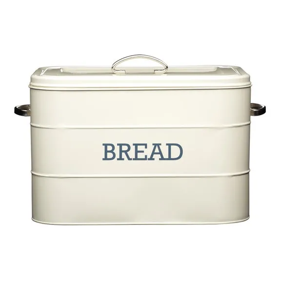 Vintage Bread Bin with Handle - Cream, Metal image