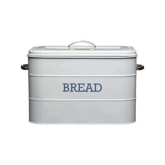 Vintage Bread Bin with Handle - Grey, Metal