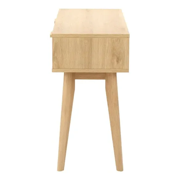 Console Table with Rattan Detail - Light Oak