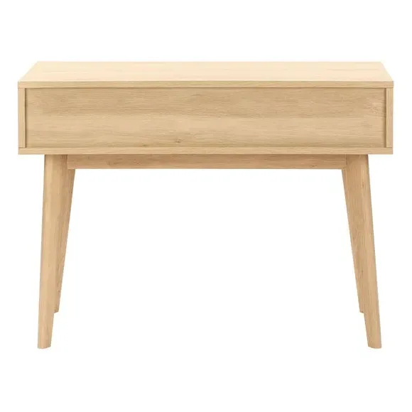 Console Table with Rattan Detail - Light Oak