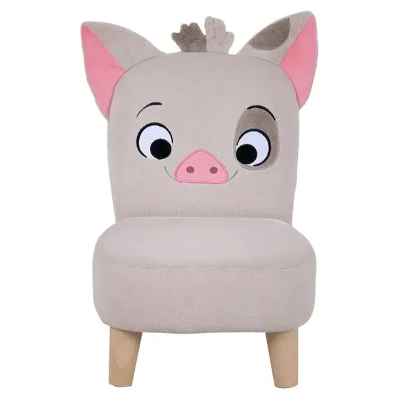 Kids Chair with 3D Ears - Pink, Plush Fabric