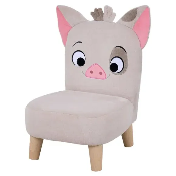 Kids Chair with 3D Ears - Pink, Plush Fabric