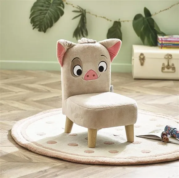 Kids Chair with 3D Ears - Pink, Plush Fabric image