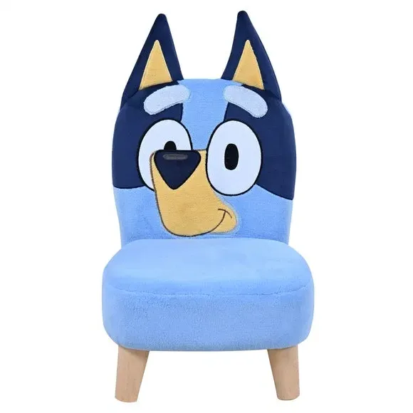 Kids Chair with Wooden Legs - Blue, Fabric