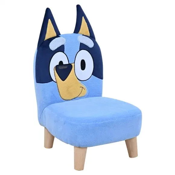 Kids Chair with Wooden Legs - Blue, Fabric