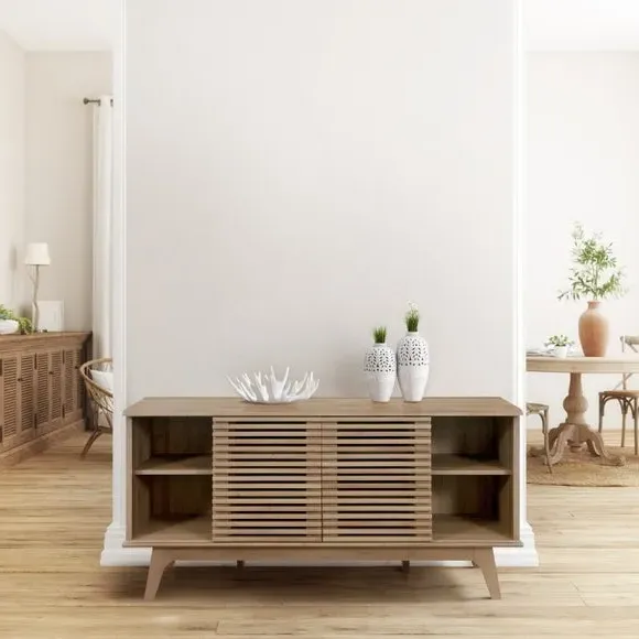 Large Sideboard with Slatted Doors - Oak image