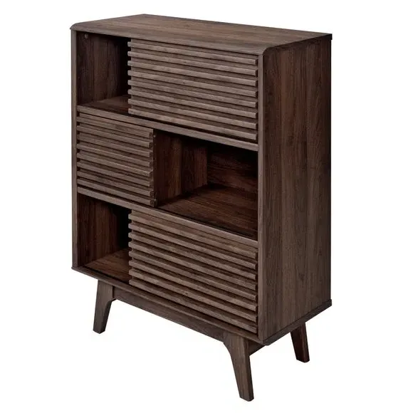Tall Cabinet with Slatted Doors - Walnut