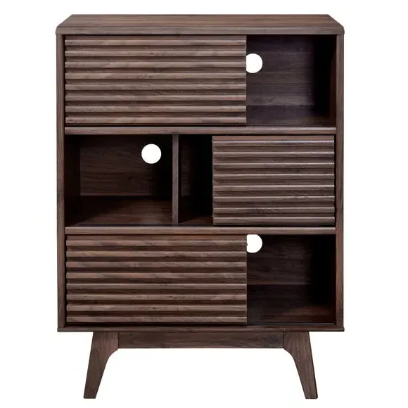 Tall Cabinet with Slatted Doors - Walnut