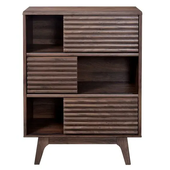 Tall Cabinet with Slatted Doors - Walnut