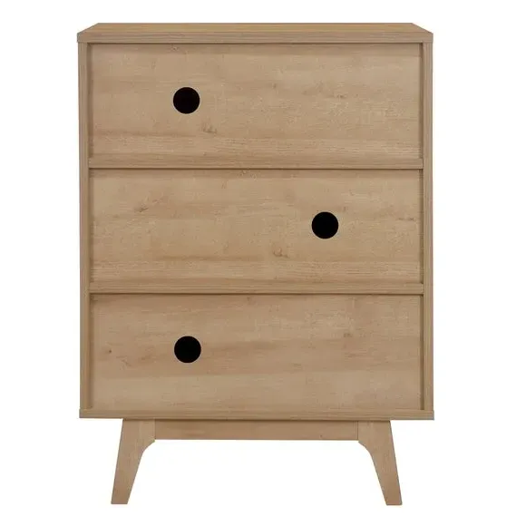 Tall Storage Cabinet with Slatted Doors - Oak