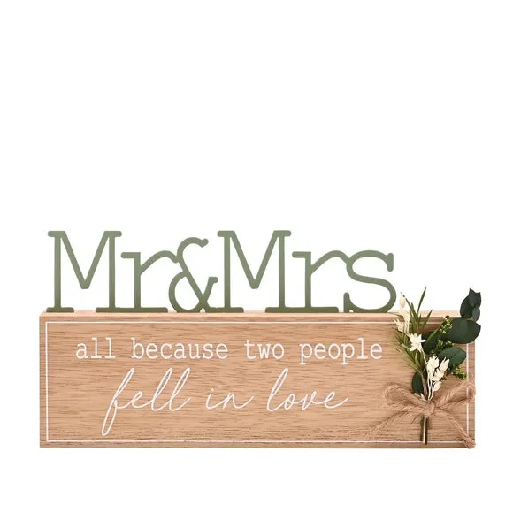 Freestanding Love Plaque with Flowers - Brown, Wood
