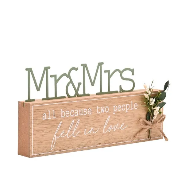 Freestanding Love Plaque with Flowers - Brown, Wood