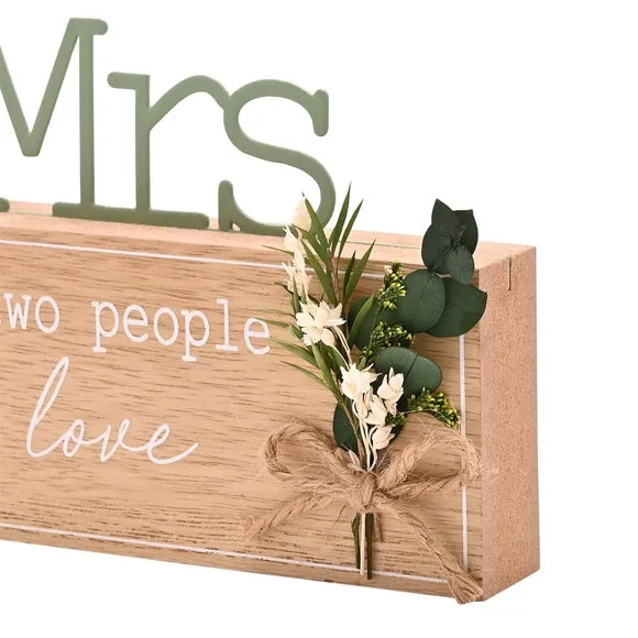 Freestanding Love Plaque with Flowers - Brown, Wood