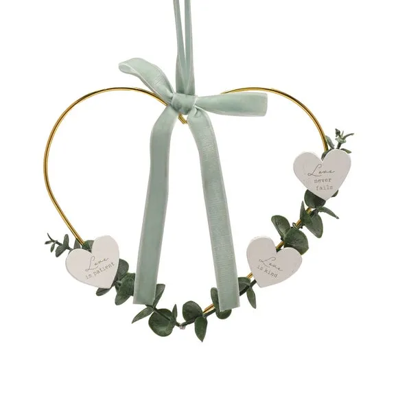 Heart Hanging Ornament - Green, Wood