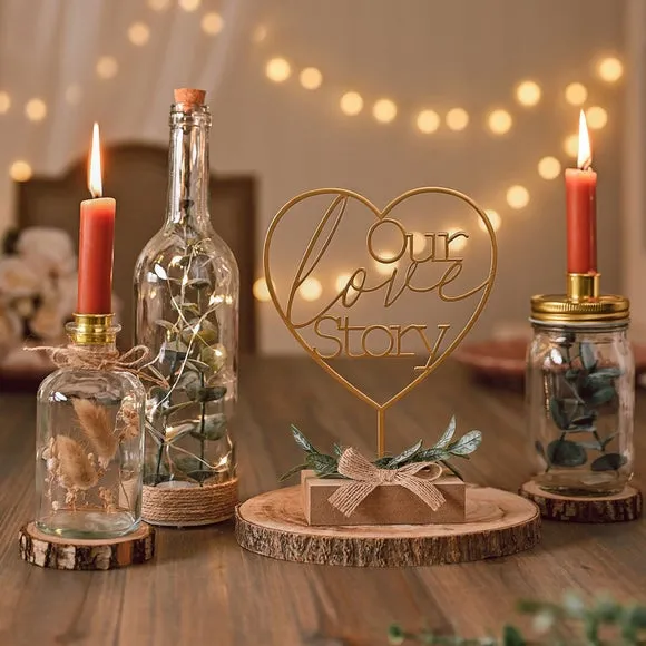 Jar Candle Holder with Plants - Clear, Glass