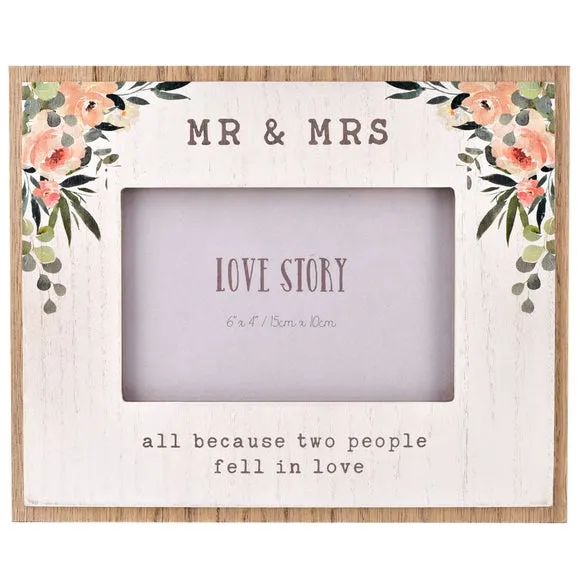 Photo Frame with Text - White, Wood