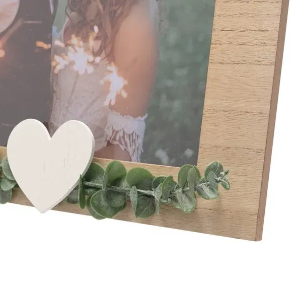 Portrait Photo Frame with Heart - Brown, Wood