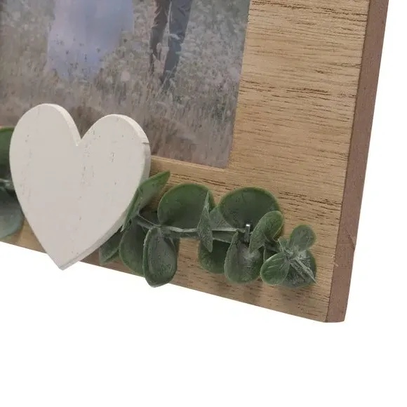 Portrait Photo Frame with Heart - Brown, Wood