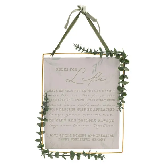 Rectangular Wall Hanging with Frame - White, Wood