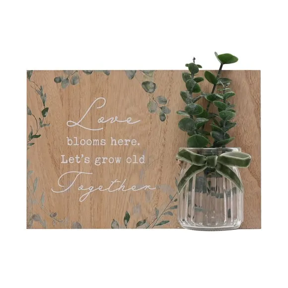 Rectangular Wall Plaque with Jar - Brown, Wood