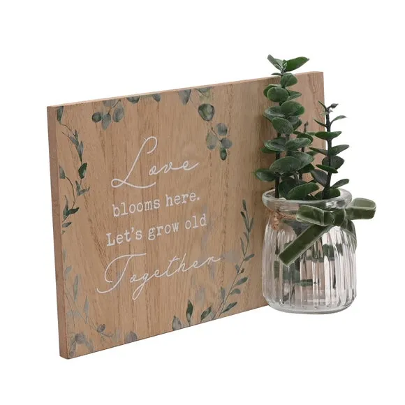 Rectangular Wall Plaque with Jar - Brown, Wood