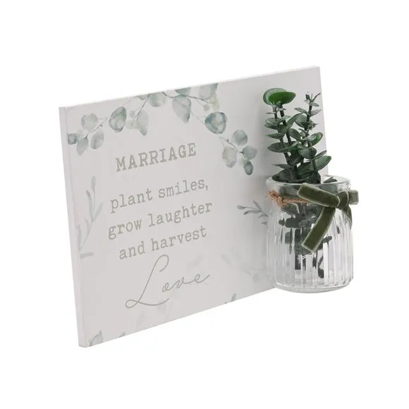 Rectangular Wall Plaque with Jar - Brown, Wood