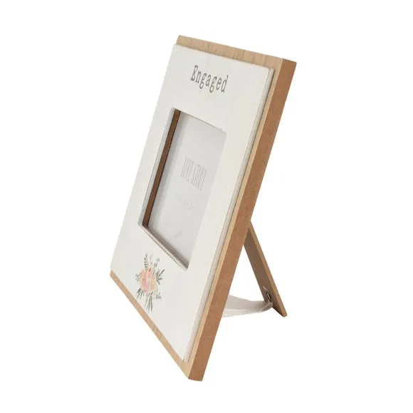 Standing Photo Frame Engaged - White, Wood