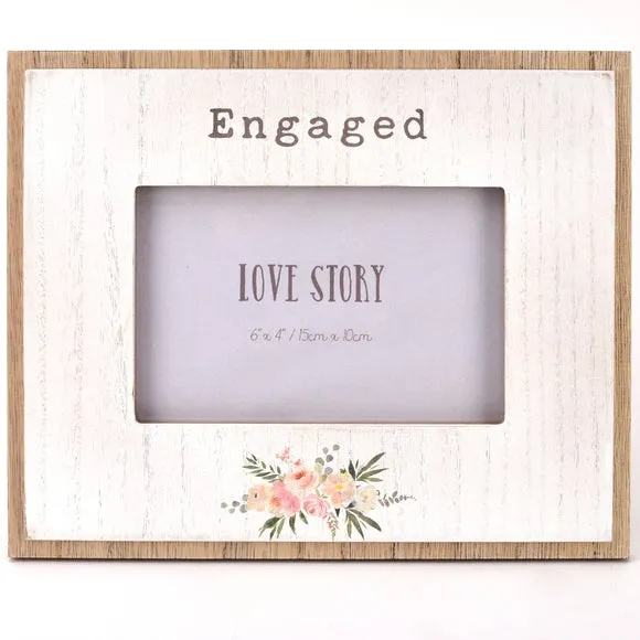 Standing Photo Frame Engaged - White, Wood
