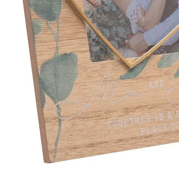 Wire Heart Photo Frame - Brown, Wood