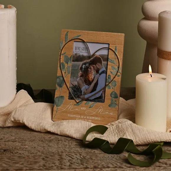 Wire Heart Photo Frame - Brown, Wood