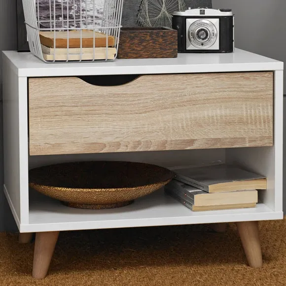 1-Drawer Bedside Cabinet - White, Oak